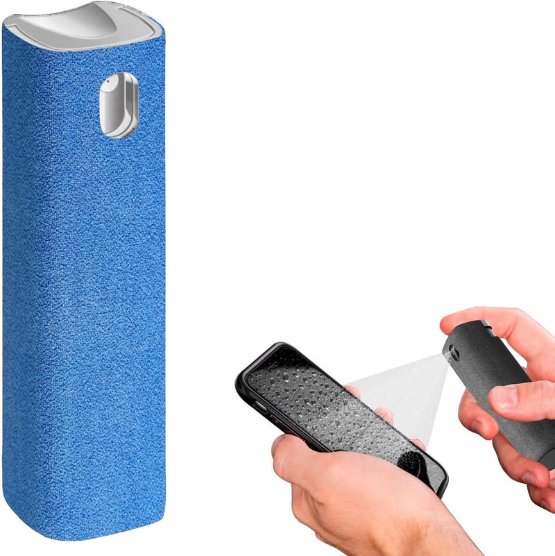 iO CLEAN Mini Screen Cleaner Spray – Finger Proof Screen Cleaner for Smartphones, iPads, MacBooks, Laptops, Car Screens, Touchscreens – 3 in1 Mist Cleaner, Microfiber Cloth and Protective Cover (Blue) - Image 1